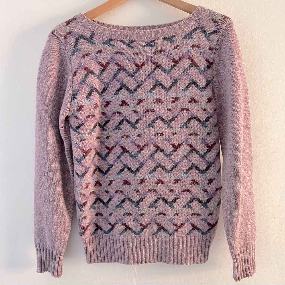 Northern Isles Vintage Sweater Wool Lilac Lavender Size Medium Geometric 80s